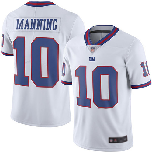 Men New York Giants 10 Eli Manning Limited White Rush Vapor Untouchable Football NFL Jersey